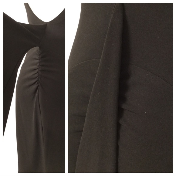 Scoop Neck Open Back Black Cocktail Dress - Picture 5 of 9